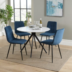 Aspen white round table & 4 grey fabric chair Set, 1xASTB4WH + 2xASCH16-GF(pairs)