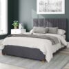 Aspire Grant Velvet Superking Ottoman Bedframe - Steel