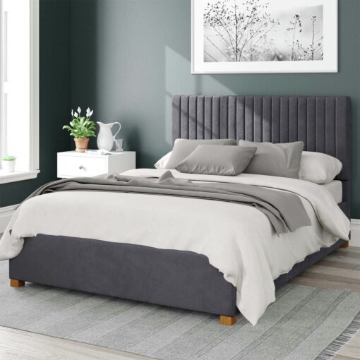 Aspire Grant Velvet Superking Ottoman Bedframe - Steel