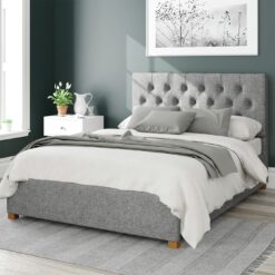 Aspire Olivier Twill Double Ottoman Bedframe - Grey