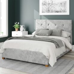 Aspire Presley Velvet Double Ottoman Bedframe - Silver