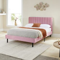 Aspire Rosella Double Velvet Bed Frame - Blush