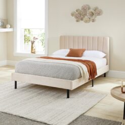 Aspire Rosella Double Velvet Bed Frame - Cream