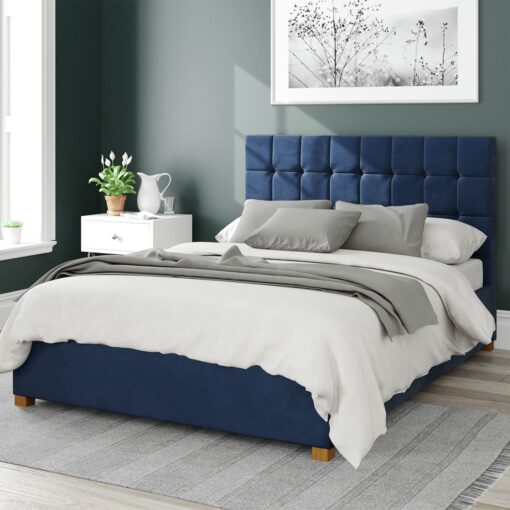 Aspire Sinatra Velvet Double Ottoman Bedframe - Navy