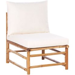 Bamboo 1-Seat Section Armless Chair Seat Padded with Cushion Outdoor Furniture Off-White Cerreto