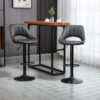 Barstools Set Of 2 Adjustable Swivel Height Gas Lift Pu Leather Counter Chairs With Footrest