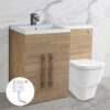 Bathroom Furniture Basin Sink L Shape Vanity Unit Storage Cabinet Left Hand BTW Toilet Oak