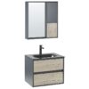 Bathroom Furniture Set 60 cm with Basin and Mirror Light Wood and Grey Teruel