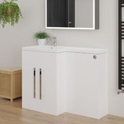 Bathroom lh Left Hand Sink Basin Toilet Combined Furniture l Shape Vanity Unit White