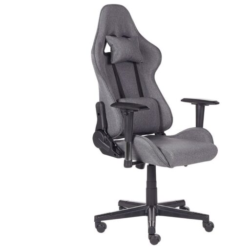 Beliani - Gaming Chair Ergonomic Fabric Adjustable Armrests Dark Grey Warrior