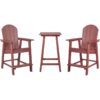 Beliani - Outdoor Garden Bar Bistro Set High Table and Chairs Red Adirondack