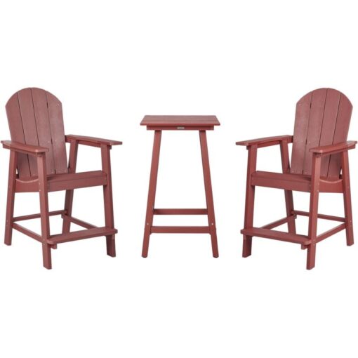 Beliani - Outdoor Garden Bar Bistro Set High Table and Chairs Red Adirondack