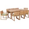 Beliani - Rustic 8 Seater Garden Dining Set Certified Acacia Wood Table Chairs with Leaf Pattern Green Cushions Sassari ii