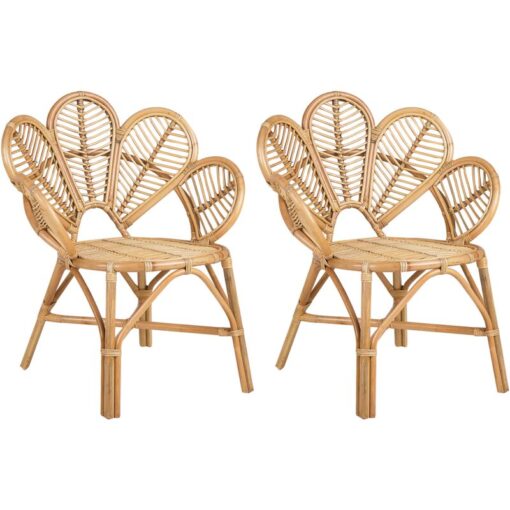 Beliani - Set of 2 Peacock Chairs Boho Indoor Rattan Seat Natural Florentine ii