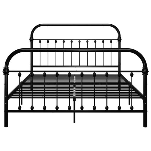 Black Metal Bed Frame With Headboard - 160X200 Cm, Mattress Not Included, Stylish And Durable