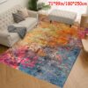 Bohemian Vintage Persian-inspired Area Rug - Non-slip, Machine Washable Polyester Mat With Golden Diamond Velvet, 800g/m², Anti-skid Dotted Bottom,