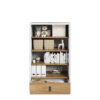 Bookcase W141cm- Stylish Natural Hickory & Alpine White Storage for Children's Rooms