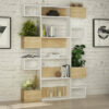 Bookshelf Dpiron, Office shelf, Mobile book holder, Library, 120x20h171 cm, Oak and Anthracite