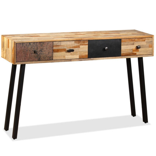 Brown Solid Reclaimed Teak Console Table - 120X30x76 Cm - Stylish And Durable Entryway Furniture