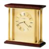 Carlton Traditional Analog Quartz Tabletop Clock in Rosewood/Brushed Brass