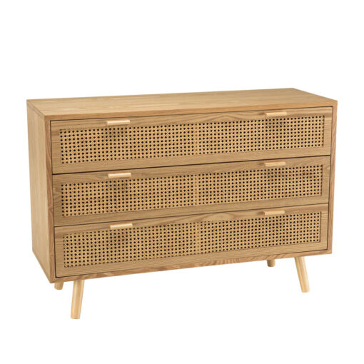 Chest Of Drawers 3 Caned Drawers, Natural Colour