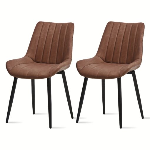 Clipop Dining Chairs Set Of 2 Faux Leather Occasional Reception Chairs With Metal Legs, Kitchen Chairs For Dining Room Living Room