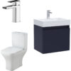 Cloakroom Suite - Vanity Unit, Tap and Toilet Set - Electric Blue/Chrome