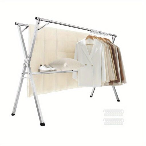 Clothes Drying Rack, Heavy-duty Laundry Drying Rack, 52. 4-78. 7 Inches Extendable, Foldable Freestanding Airer, Stainless Steel, For Indoor Outdoor