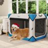 Collapsible Dog Crate, 4- Door Portable Travel Dog Crate With Mesh Windows, Foldable Soft Dog Crate Kennel For Indoor & Outdoor (42" L X 31" W X 31"