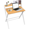 Computer desks,Folding Desk No Assembly Required Small Size,Computer Desk with 2-Tier Shelf Laptop Foldable Table for Small Spaces,Beige