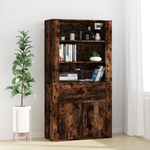 Contemporary Brown Oak Engineered Wood Highboard