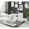 Corniche High Gloss L Shape Home Office Desk - Flexible Set Up Modern Living