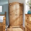 Corona Waxed Pine 2 Door Wardrobe with Hanging Rail