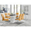 Corova Modern High Gloss Chrome Dining Table Set with 6 Upholstered Faux Leather Dining Chairs