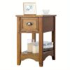 Costway Contemporary Chair Side End Table Compact Table W/ Drawer Nightstand Tawny, 1 Piece