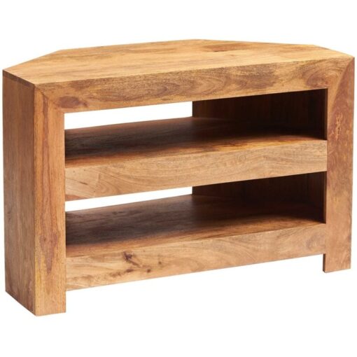 Dakota Light Mango Corner tv Cabinet - Light Wood