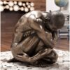 Deco Figurine Nude Man Hug Bronze 54cm