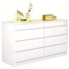 Decoyad 8 Drawer Led Chest Of Drawers Dresser Vanity Cabinet White Storage Space Bedroom