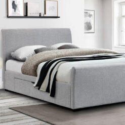 Delmos Upholstered Panel Bed with Mattress