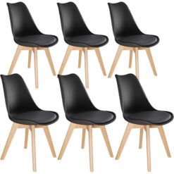 Dining Chairs Frederikke Set of 6 - padded, ergonomic shape - black