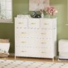 Dresser For Bedroom With 9 Drawers, Clothes Drawer Fabric Closet Organizer, Dresser With Metal Frame And Wood Tabletop, Chest Storage Tower For Room,