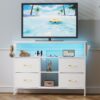 Dresser Tv Stand With Power Outlet For 50'' Tv, Stand With Led, Storage Cabinet Tv Stand, Entertainment Center With 4 Deep Drawers, Wide Chest Of