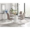 Edzard Statement Round Dining Table Set in Luxury Marble Effect & 4 Faux Leather Dining Chairs