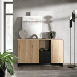 Elegant Mountain Ash & Black Sideboard W150cm - Versatile Storage with Modern Design