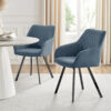 Eubanks Luxury Fabric Upholstered Dining Chair with Chrome Metal Legs - Modern Home