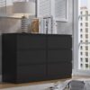 FWStyle 6 Drawer Black Chest Of Drawers Bedroom Furniture