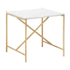 Finn Side Table - White Marble - Brass Effect Feet