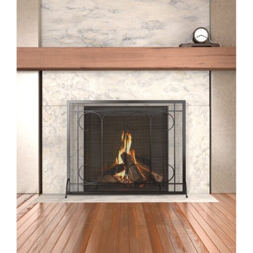 Flat 1 Panel Steel Fireplace Screen