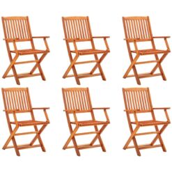 Folding Garden Chairs 6 pcs Solid Eucalyptus Wood vidaXL