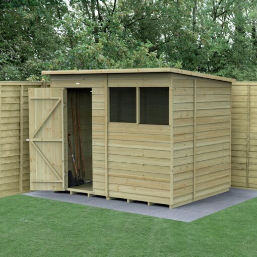 Forest 4Life Wooden Overlap Pent Garden Shed - 8 x 6ft